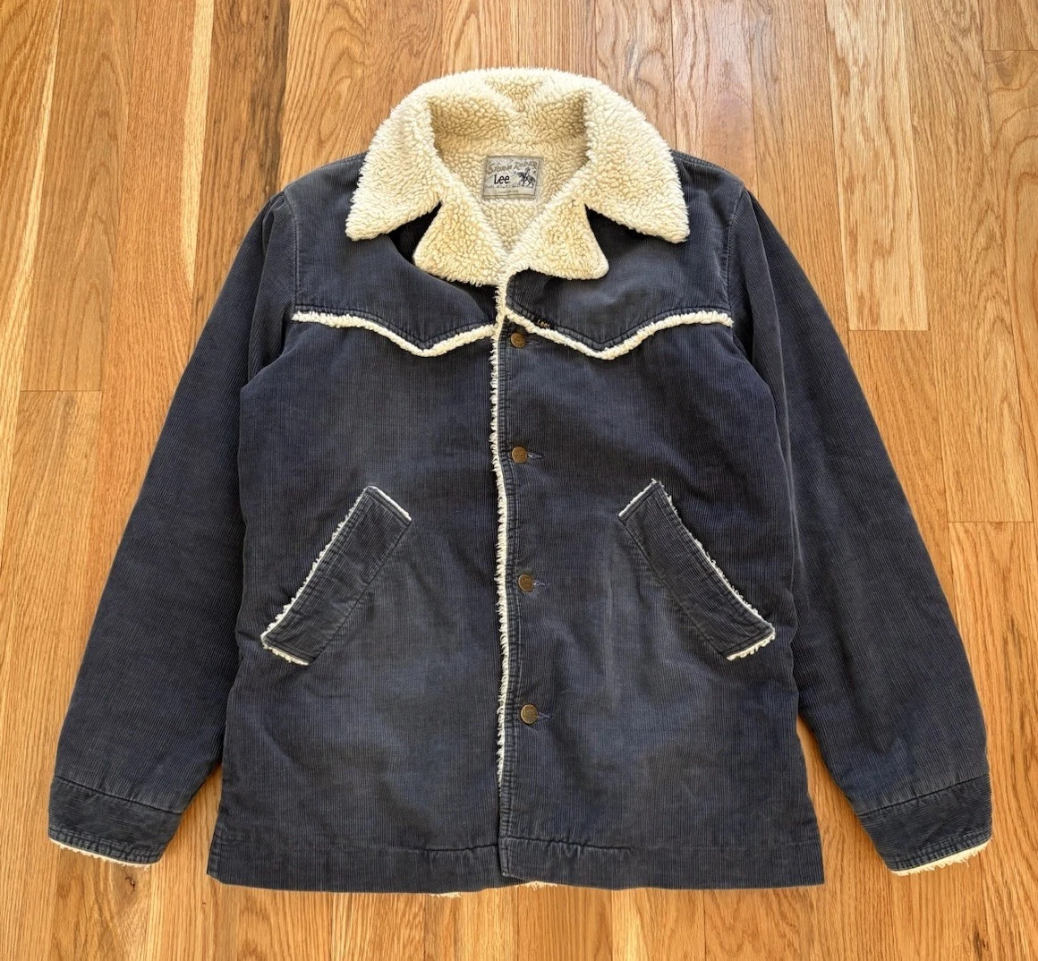 Lee Storm Rider Vintage 70s Sherpa Faded Corduroy Jacket Barn Coat Overcoat M