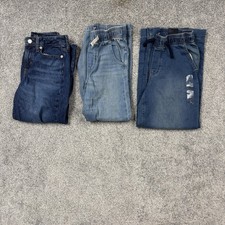 Gap Kids Jeans Lot 3 Blue Denim Adjustable Waist Wide Leg Baggy Distressed Y2K