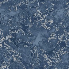Muriva Elixir Liquid Marble Swirls Metallic Wallpaper - Navy / Silver 166505
