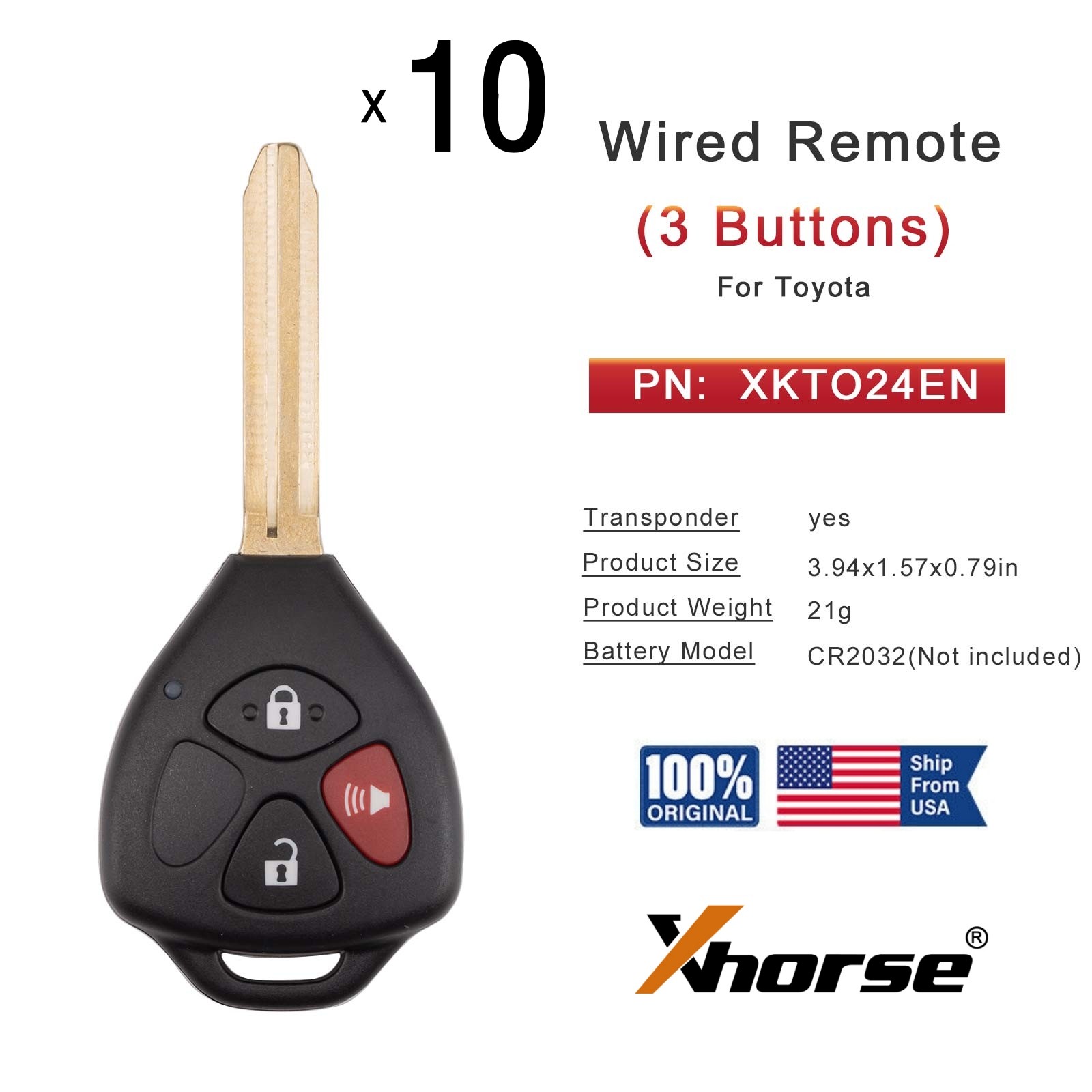 Key Toyota Style Flat Right 3 Buttons