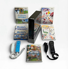 Nintendo Wii Black Console Bundle RVL-001 Wii Sports & Resort Tested Controllers