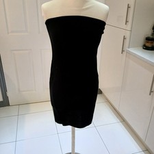 BNWT Boohoo Black Bandeau Jersey Bodycon Mini Dress Size 14, elasticated top