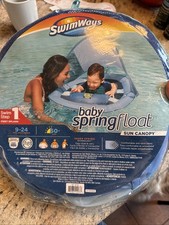 Baby Spring Float Sun Canopy SwimWays Swim Step 1 for 9-24 Months. BLUE
