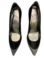 Stuart Weitzman Fairlady Satin Sparkle-Toe Evening Pump S7 Preowned