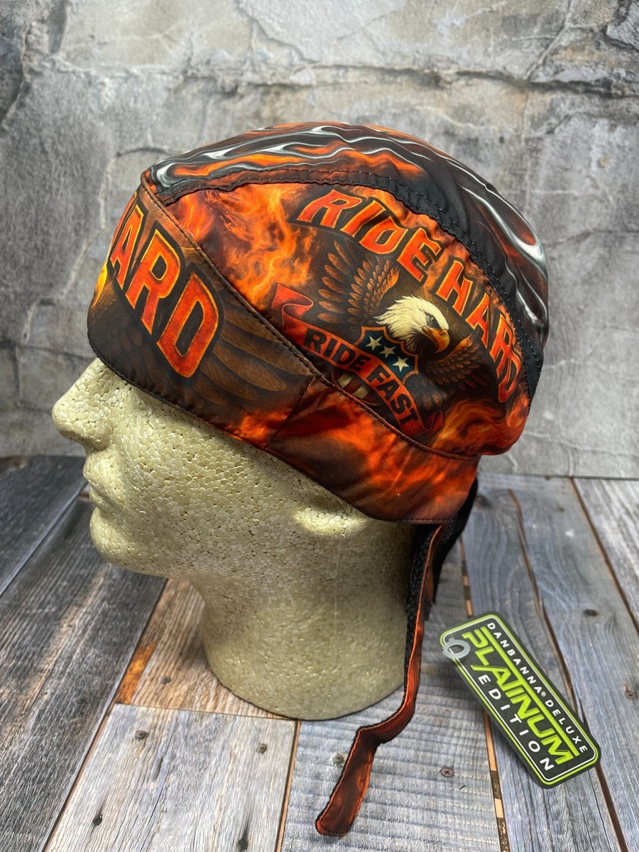 Black Orange Ride Hard Fast Platinum Durag Doo Rag Skull Cap