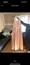 Adrianna Papell Pink Ivory Jacquard Floral Long Dress Sleeveless Size 14