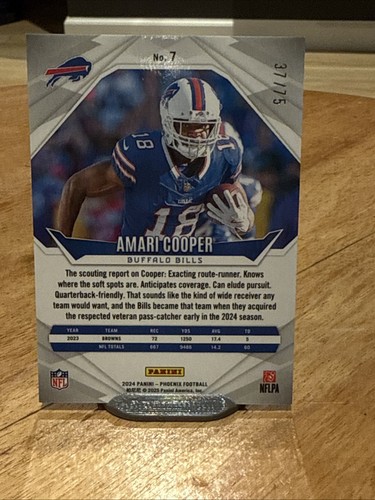 2024 Phoenix Football Amari Cooper #7 Bronze Prizm /75 - Buffalo Bills - Picture 2 of 2