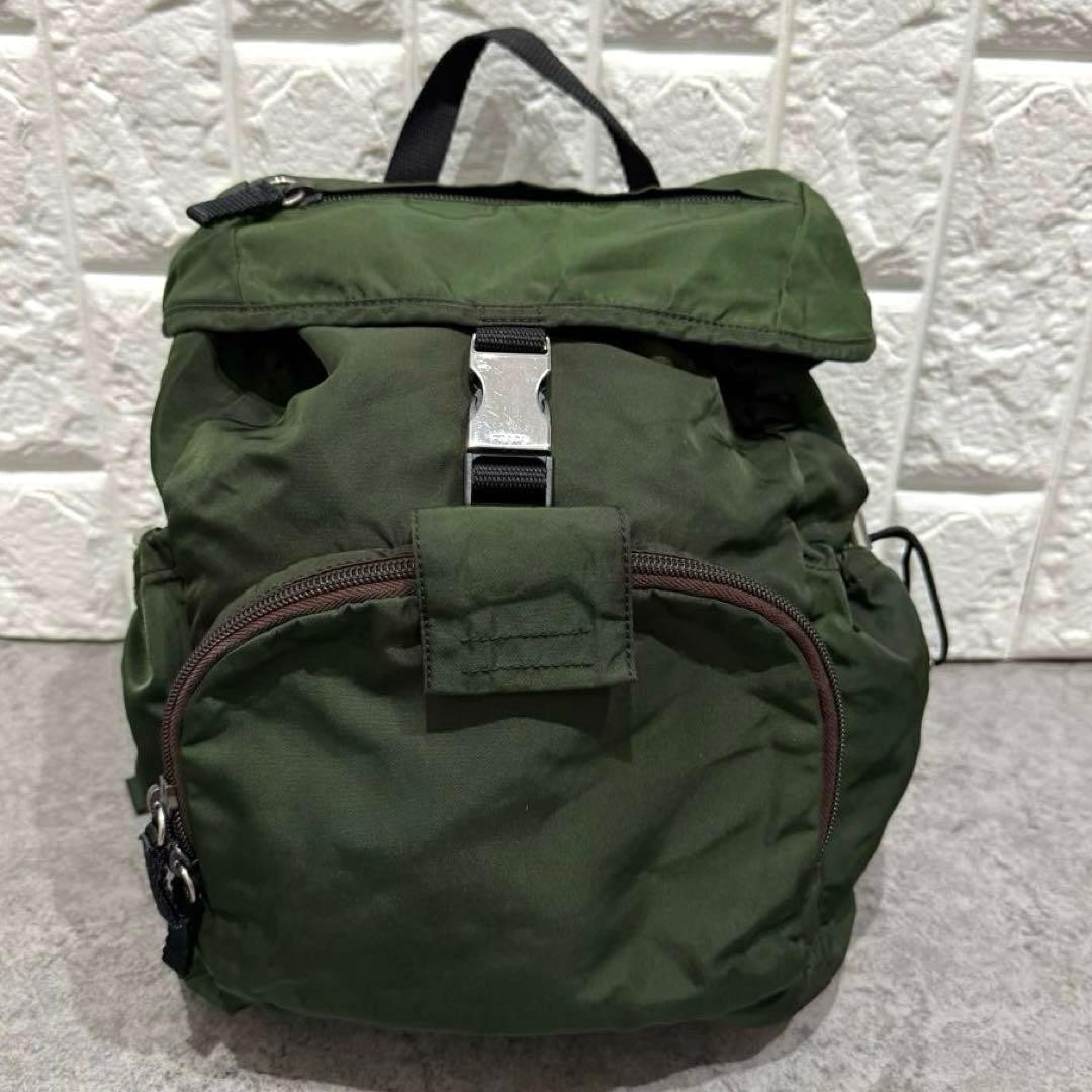 PRADA Khaki Nylon Backpack with Waist Pouch Unisex Rare Vintage thumbnail 5