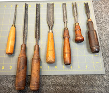 LOT mixed rounded CHISELS Gouges LONG Old Mar...