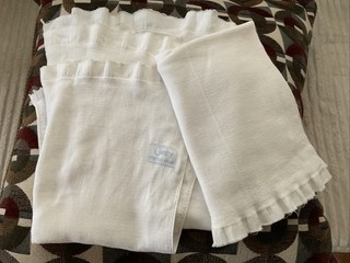 Vintage Curity Cloth Diapers 28” X 19” Blue Curity Stamp Lot Of 2 Ruffles