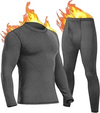 Men Thermal Underwear Set Long Johns Fleece Lined Compression Base Layer Winter