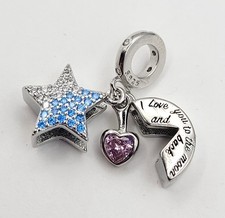   I Love You To The Moon And Back  925 Sterling Silver Open/Close Charm