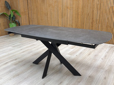 Furniture Village 'Warrior' Swivel Extending Dining Table Grey Stone 120-190cm