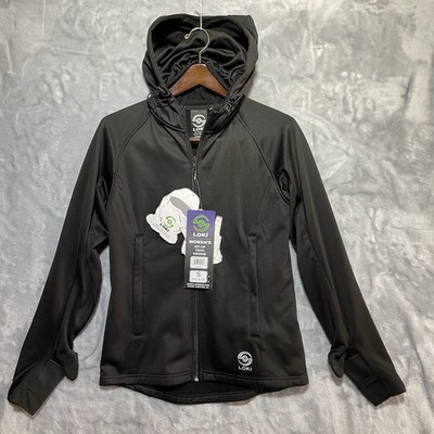 Loki Jacket Women s S Full Zip Hooded Softshell Brown Built-In Mittens New W Tag