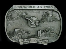 UD09132 NOS VINTAGE 1988  IOWA WORLD AG EXPO  COMMEMORATIVE BELT BUCKLE