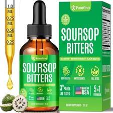 Soursop Bitters Liquid Drops 5-in-1 Detox  Cleanse w/ Irish Sea Moss  Ashwagan