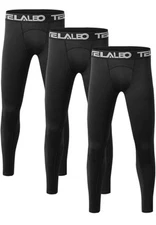 3 Telaleo Boys Youth Compression Leggings Pants Base Layer for Running Sports  L