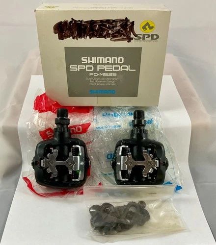 NOS Shimano SPD Clipless MTB Pedals, PD-M525, Dual Sided, 9/16", with Cleats.