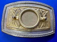 Blank 1" Coin Collectors Holder Vintage Gold  Silver Color Western Belt Buckle