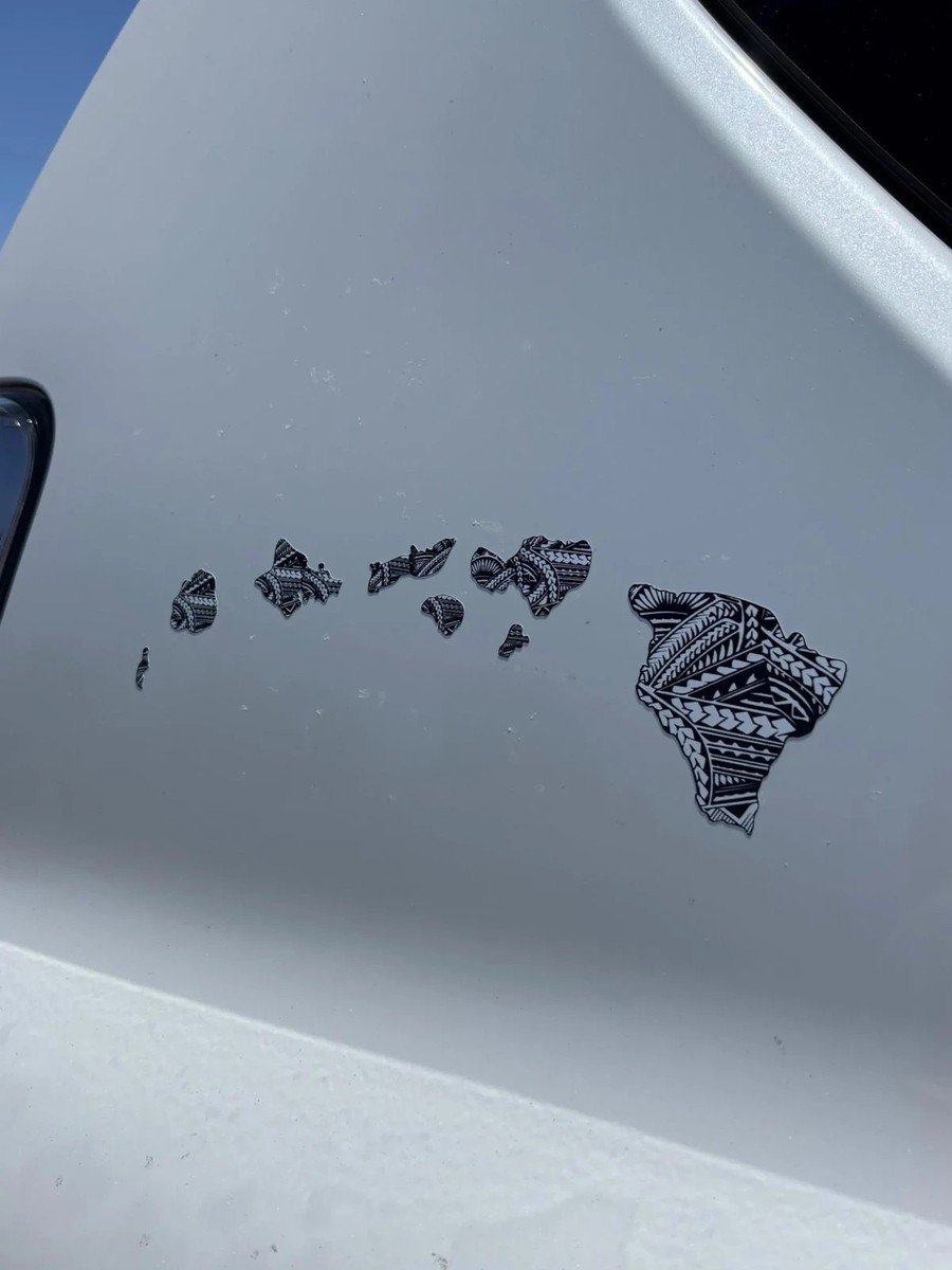 2 Calcomanías De Vinilo Del Mapa De Las Islas Hawái - Color Negro, Para Auto, Camión O Camioneta