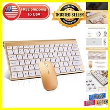 Ultra-Slim Wireless Keyboard Mouse Combo - Elegant Gold Design for Windows