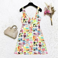 CHANEL Vintage Pattern Dress Size 36 Sleeveless Multicolor Made In Belgium