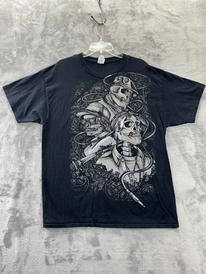 Compton Eazy-E Tupac Biggie Skull Skeleton Short Sleeve T-Shirt Adult XL 90s Y2K
