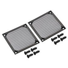 2Pcs 84mm Fan Filter Grills w Screw Aluminum Frame Stainless Steel Mesh Black
