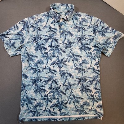 Johnnie-O Medium Gulf Blue Earle Golf Polo Tropical Palm Pine Canyon Club Logo