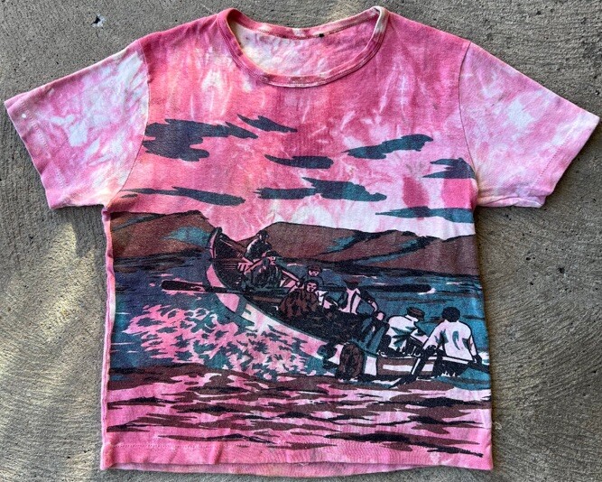 FILA T shirt vintage anni '60 stampa acqua canottaggio in mare arte