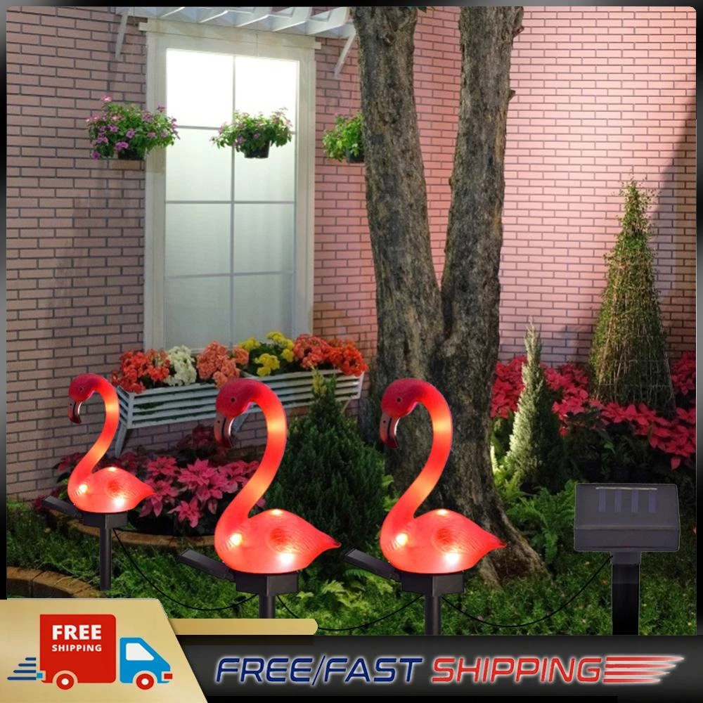 Solar Power Garden Light Pink Bird Garden Lantern LED Home Garden 3Pcs