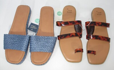 A New Day Marilyn Women's Slide Sandals Tortoise Print, Toe Loop Size 8.5