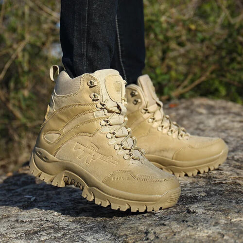 Men's Hiking Boots Military Tactical Combat Boots Motorcycle Ankle Boots - Picture 4 of 29