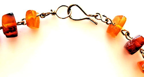 Amber necklace, metal strung graduated beads - Picture 4 of 4