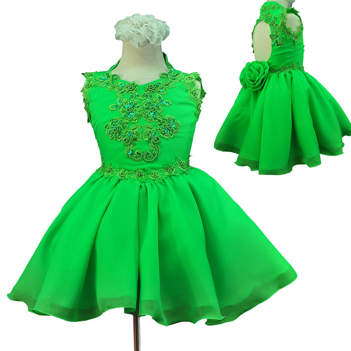 NEW INFANT GIRL PAGEANT FLOWER GIRL DANCE PARTY SHORT DRESS Green Lime |  eBay