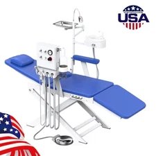 USA Dental Portable Folding Mobile Chair+LED Light+Air Turbine Unit 4 Hole