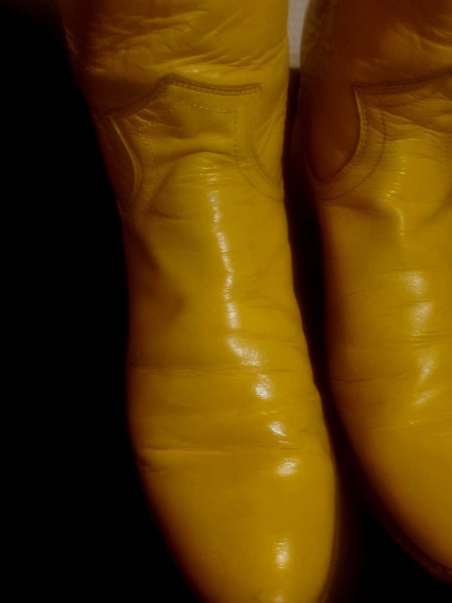 Justin Mustard Yellow Leather Style 3083 Round Toe Roper Western