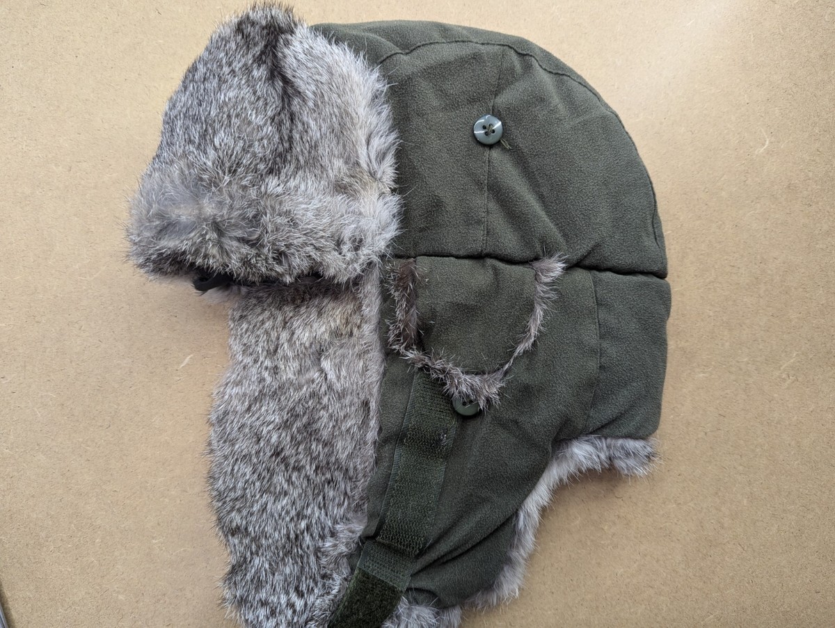 70’sリアルファーハット Vintage Fjallraven Rabbit Fur Trapper Hat Size XL Green Aviator