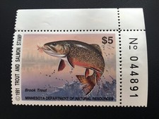 ICOLLECTZONE  US Minnesota 1991 Trout and Salmon Stamp VF NH