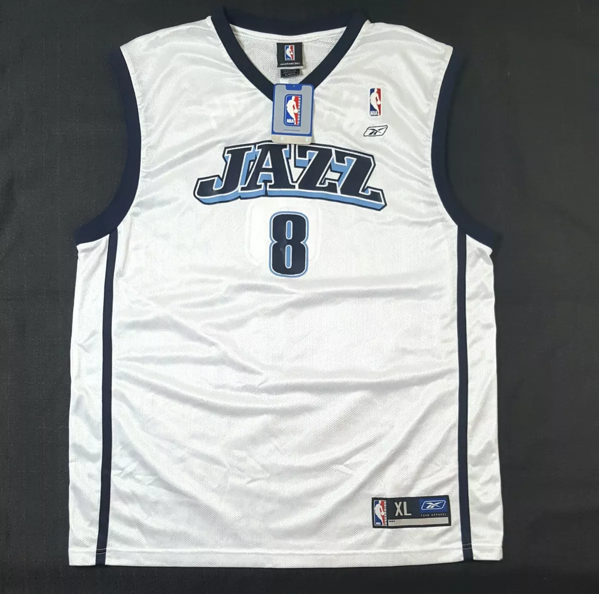 Deron Williams Reebok Utah Jazz Home White Jersey L #8 NBA