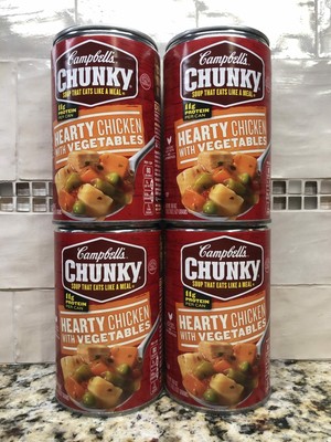 Campbell's chunky soup - hearty chicken with vegetables chicken stock, potatoes, carrots, chicken meat, celery, diced tomatoes (051000006837)