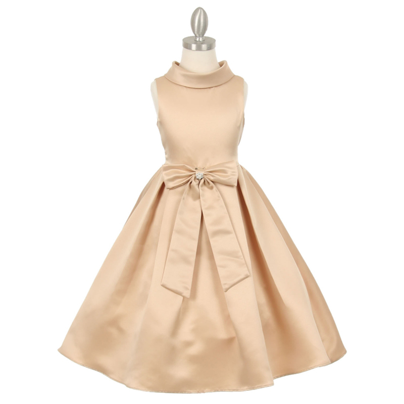 CHAMPAGNE Size 10 Satin Cowl Neck Girl Dress Party Bridesmaid Recital  Birthday | eBay