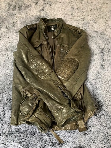TIGHA Lederjacke Schwarz, Grau Größe L Used Look - Bild 9 von 10