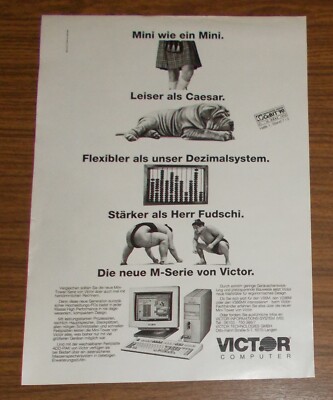 Seltene Werbung VICTOR V86M V286M V368MX Personal Computer 1990