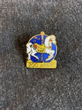 Rare Vintage C. Sanders Metal 200 Award Carousel Horse Medal Pinback Lapel Pin