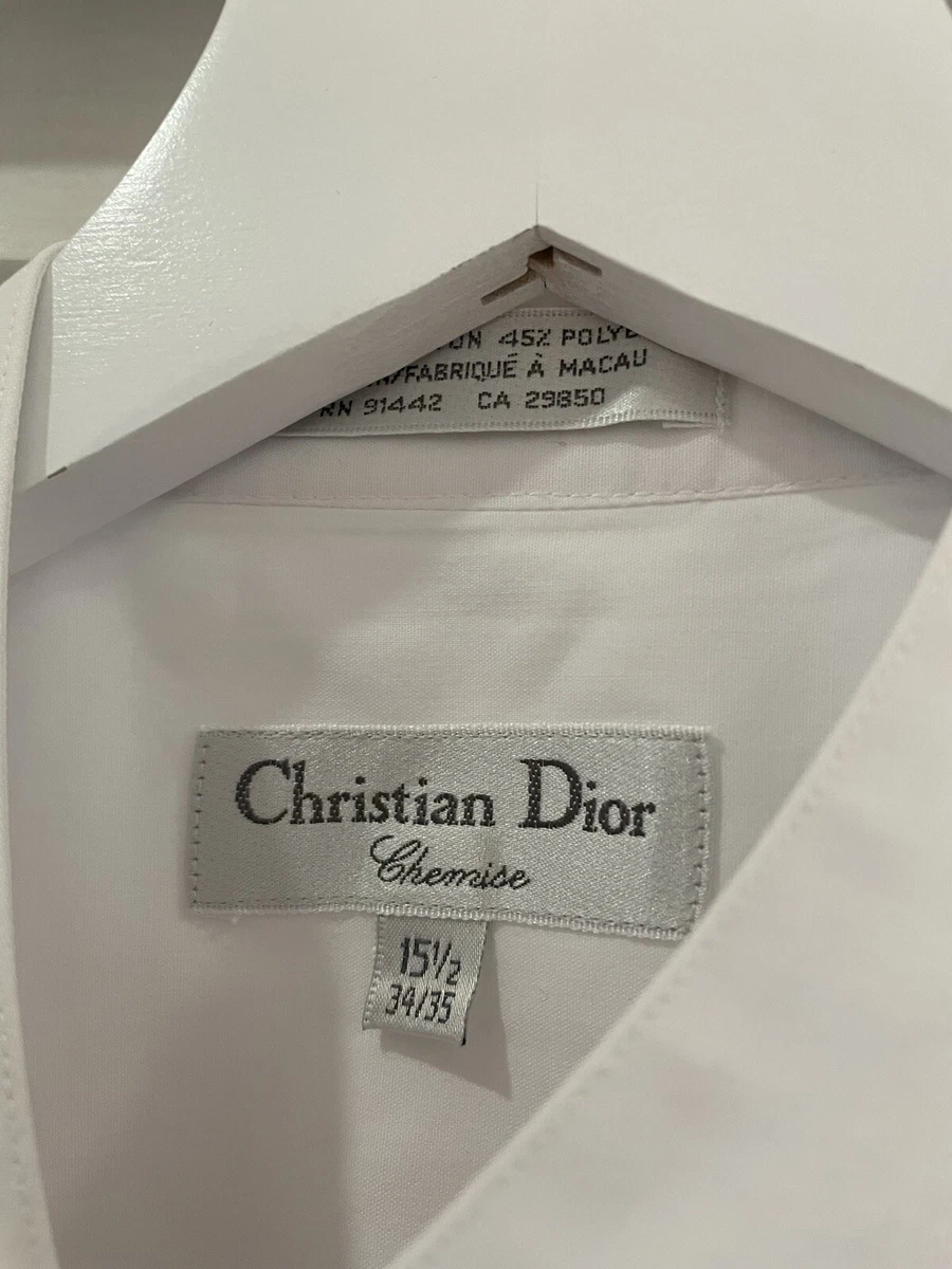 Men’s Christian Dior Solid White Button Up Shirt Size 15 1/2, 34/35