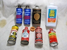 Vintage Tins Cans Bottles FORD BLACKHAWK GLO-COAT  3M STA-BIL PYROIL MARVEL OIL