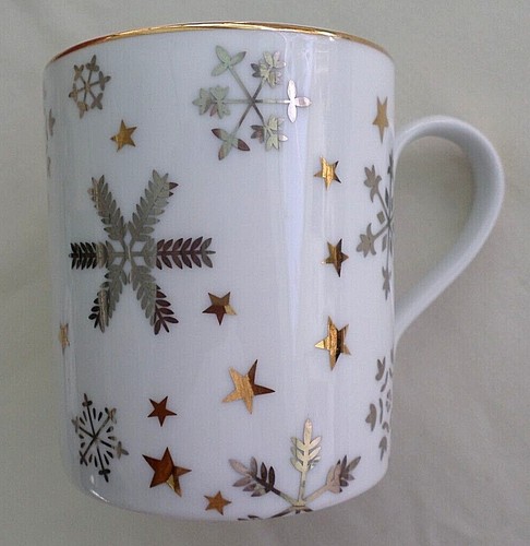 Set of 2, Philippe Deshoulieres, Christmas Snowflake, Coffee Cups, Limoges - Picture 7 of 7