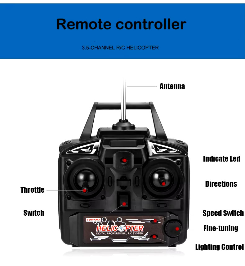 Elicottero RC 80cm con Telecomando Giocattolo Aereo Durevole 3.5CH Drone Bambino foto 6
