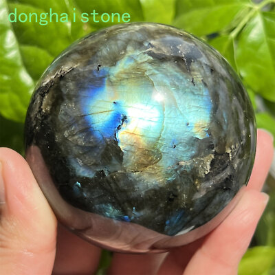 Top! 55mm+ Natural labradorite sphere rainbow quartz crystal healing ball 1pc